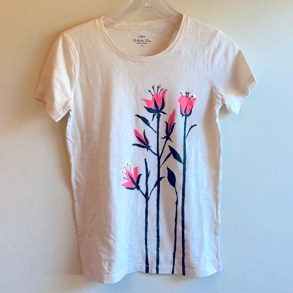 NWT J. Crew Factory Collector Tee Floral Flower Print  xs